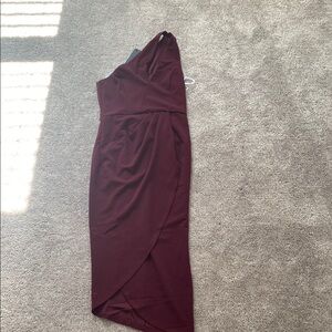 Lulu's Red Asymmetrical Ruched One Shoulder Cocktail Dress